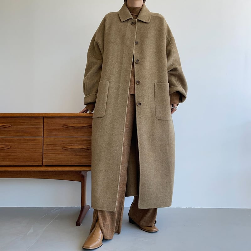 NOKCHA ・original wool over coat nokcha original】HAND MADE herringbone over woo