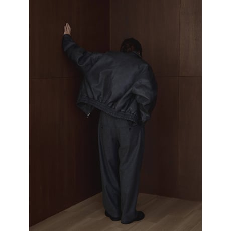 - AUTHENTIC series - throat latch fake leather jacket/blue gray_an0017