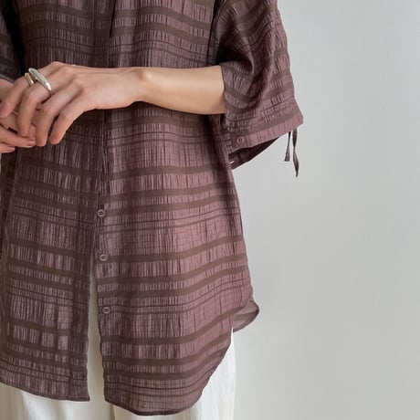【nokcha original】mulch jacquard blouse/brown_nb0155