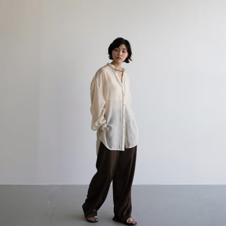 【nokcha original】piping sheer blouse/ivory_nb0055