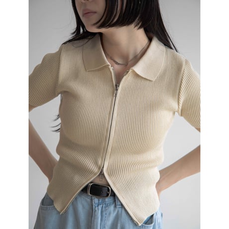 《予約販売》2way zip summer lib knit tops/2colors_nt2080