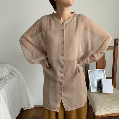 【nokcha original】sheer raglan over shirt/beige_nt0513