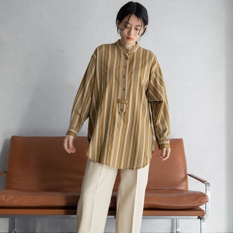 【nokcha original】jacquard over blouse/camel_nb0042