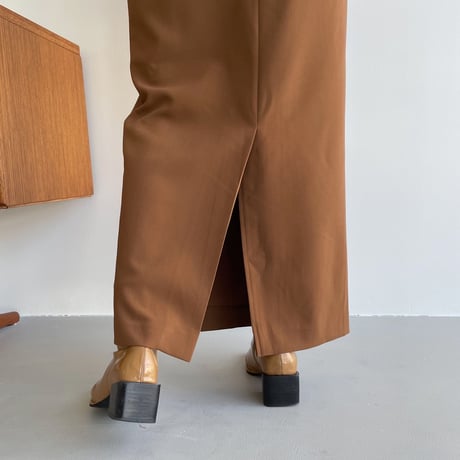 【nokcha original】stitch long skirt/camel brown_ns0059