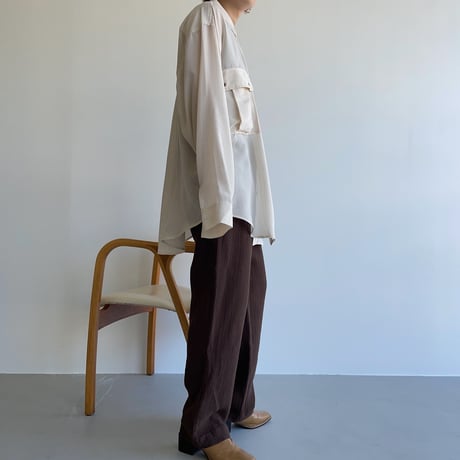 【nokcha original】pin stripe sheer over shirt/ivory_nt1044