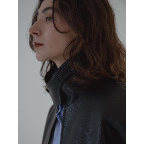 - AUTHENTIC series - throat latch fake leather jacket/black_an0018