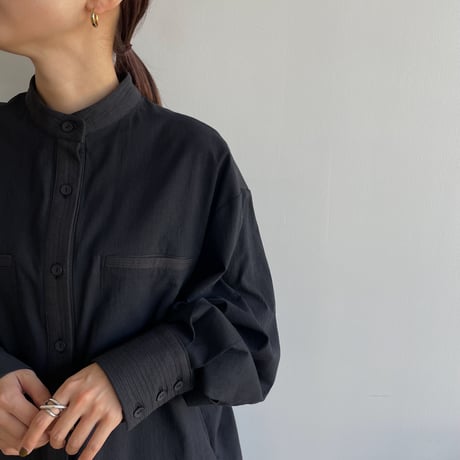 【nokcha original】jacquard round shirt/black_nb0091