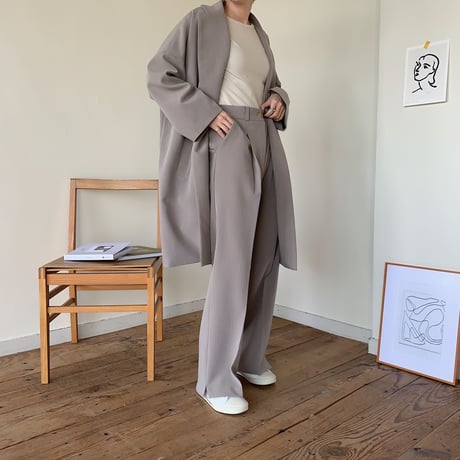【NOKCHA original】quality long slacks slit pants/ greige_np0163