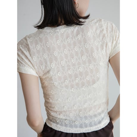 《予約販売》flower accent sheer tee/2colors_nt2318