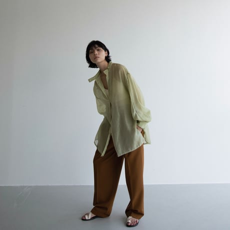 【nokcha original】piping sheer blouse/light green_nb0056