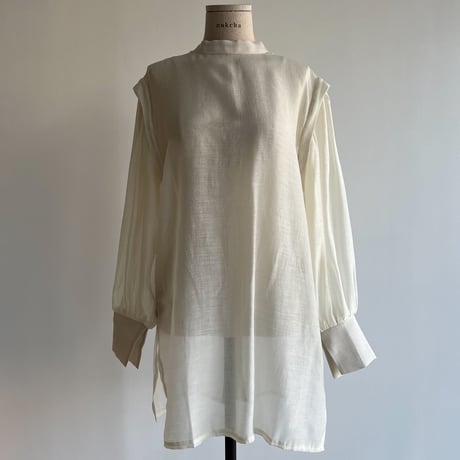 【nokcha original】2way volume sheer blouse/ivory_nb0049