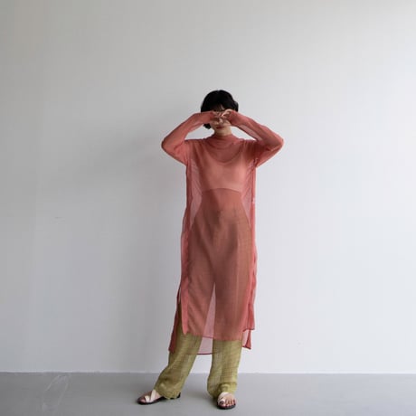 【nokcha original】check sheer pants/light green_np0598