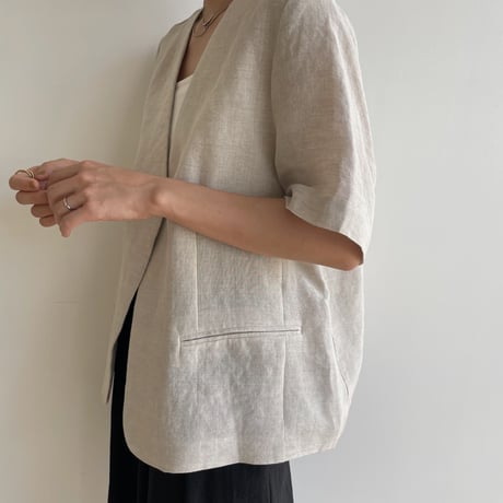 《予約販売》no collar linen jacket/2colors_no0302