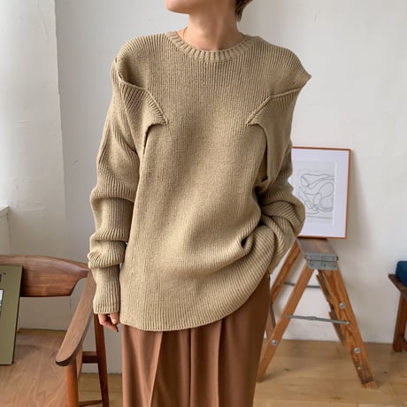 《予約販売》unique shoulder knit/2colors_nt0641