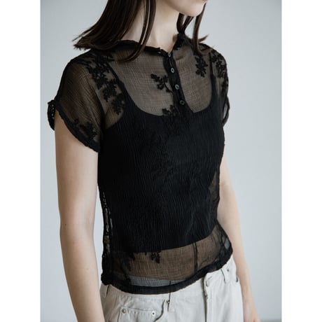 《予約販売》2way sheer jacquard blouse/2colors_nb0377
