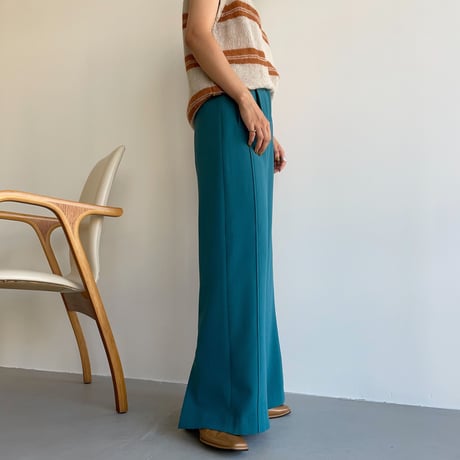 【nokcha original】back slit long pants/turquoise blue_np0452