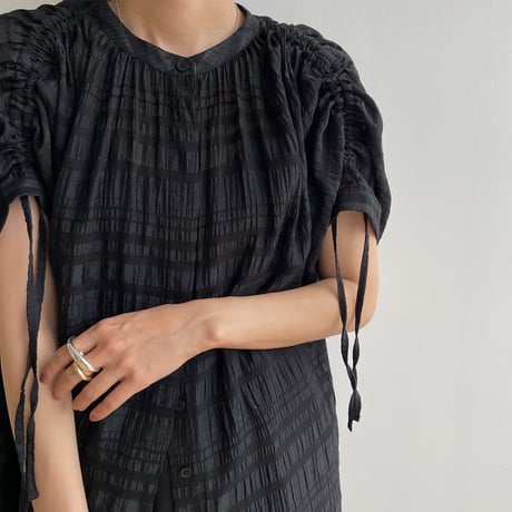 【nokcha original】mulch jacquard blouse/black_nb0156