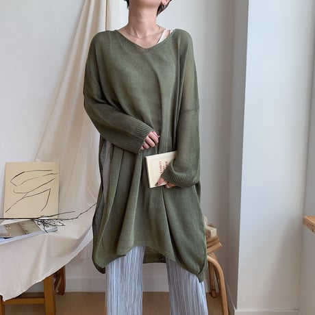 《予約販売》s/s slit knit/2colors_nt0328