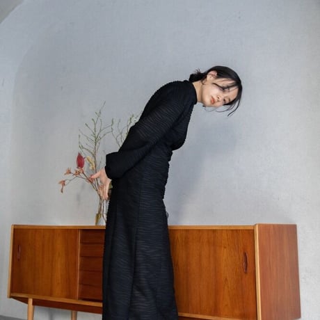 【nokcha original】volume long dress/black_nd0120