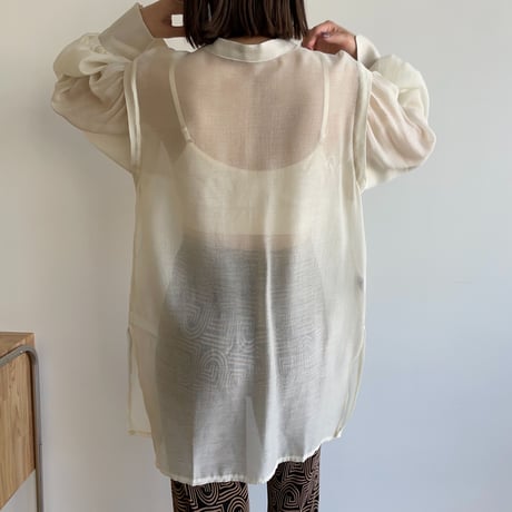 【nokcha original】2way volume sheer blouse/ivory_nb0049