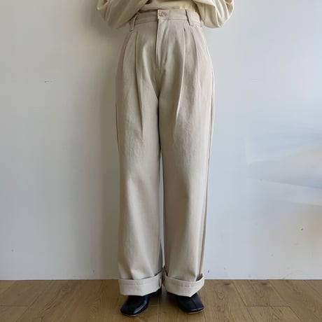 《予約販売》twill tuck wide pants/2colors_np0732