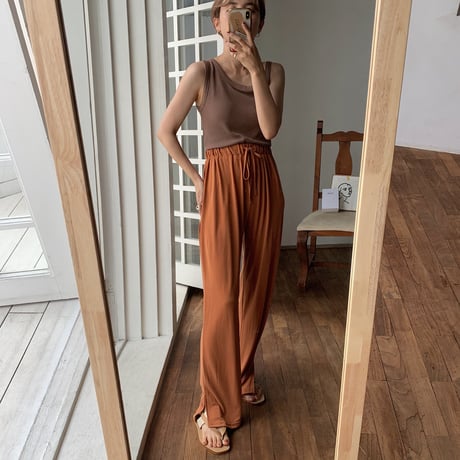【nokcha original】material lady pants/ brick_np0243