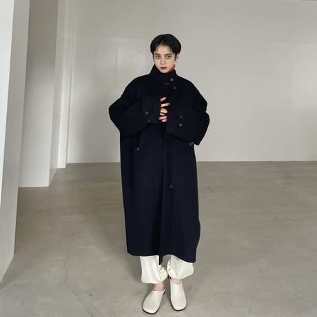 【nokcha original】HAND MADE oval coat/navy_no0304