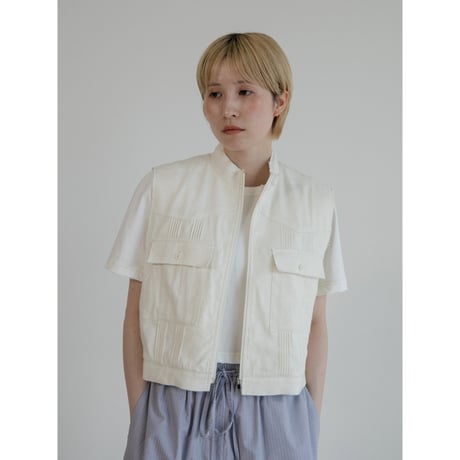 - AUTHENTIC series - material linen vest/ivory_an0041