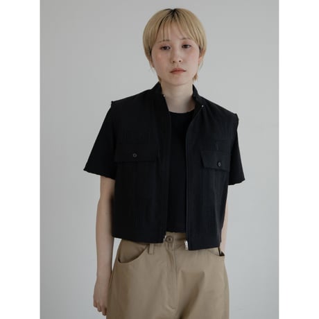 - AUTHENTIC series - material linen vest/black_an0042