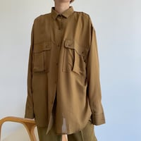 【nokcha original】pin stripe sheer over shirt/olive brown_nt1045