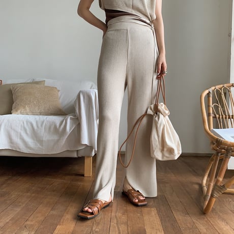 【nokcha original】quality linen knit pants/oatmeal_np0212