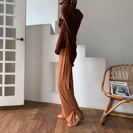 【nokcha original】material lady pants/ brick_np0243