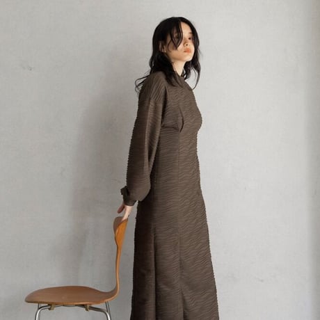 【nokcha original】volume long dress/brown_nd0119