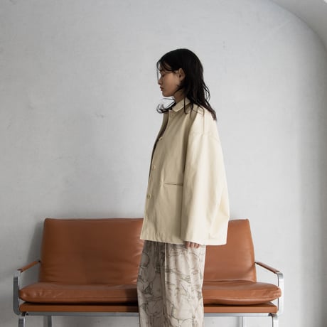 【nokcha original】eco leather over jacket/ivory_no0197