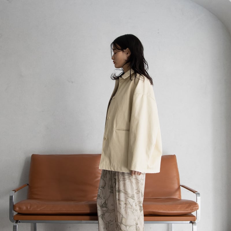nokcha original】eco leather over jacket/ivory_
