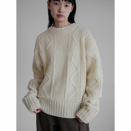 《予約販売》vintage like aran knit pullover/2colors_nt2197