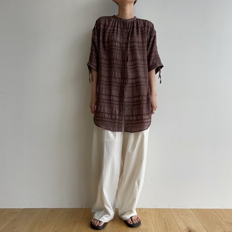 【nokcha original】mulch jacquard blouse/brown_nb0155