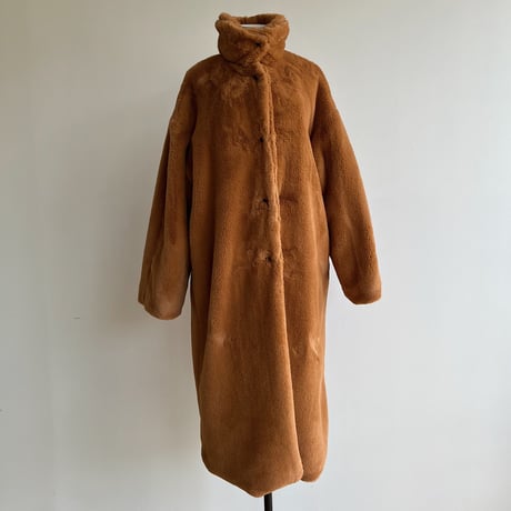 【nokcha original】long fur coat/camel orange_no0239