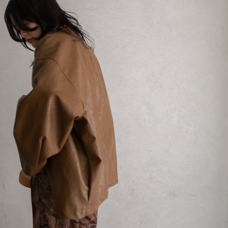 【nokcha original】eco leather over jacket/brown_no0196