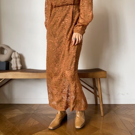 【nokcha original】jacquard sheer dress/camel_nd0092