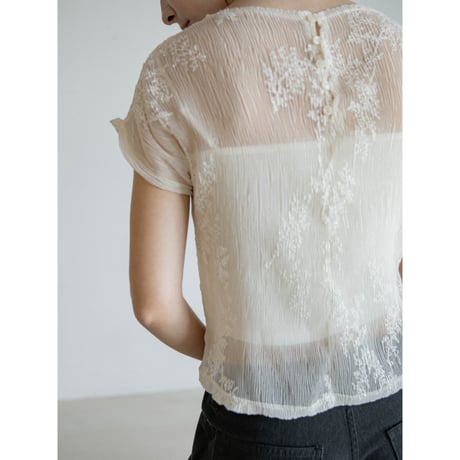 《予約販売》2way sheer jacquard blouse/2colors_nb0377