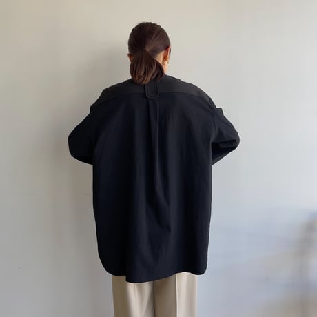 【nokcha original】jacquard round shirt/black_nb0091