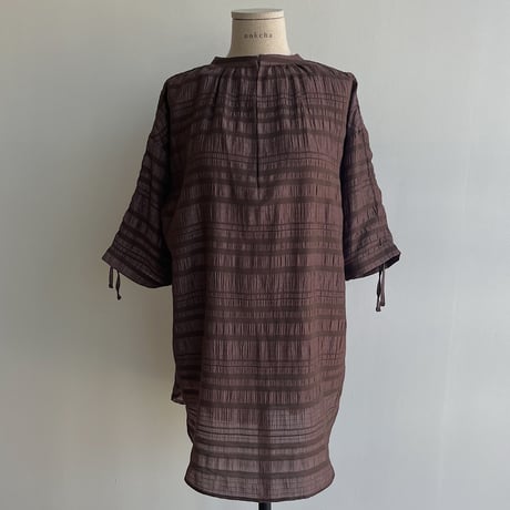 【nokcha original】mulch jacquard blouse/brown_nb0155