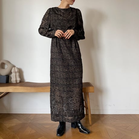 【nokcha original】jacquard sheer dress/black_nd0093
