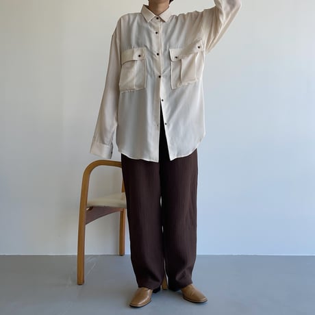 【nokcha original】pin stripe sheer over shirt/ivory_nt1044