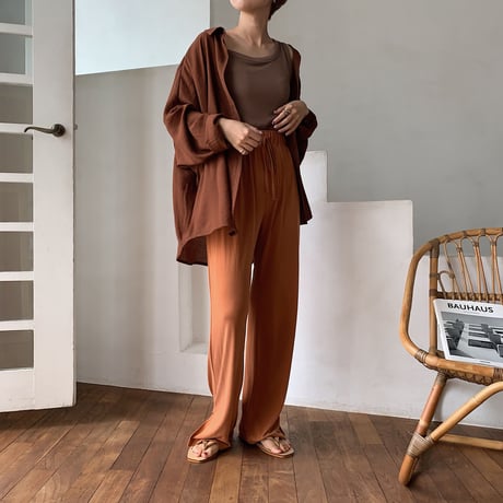 【nokcha original】material lady pants/ brick_np0243