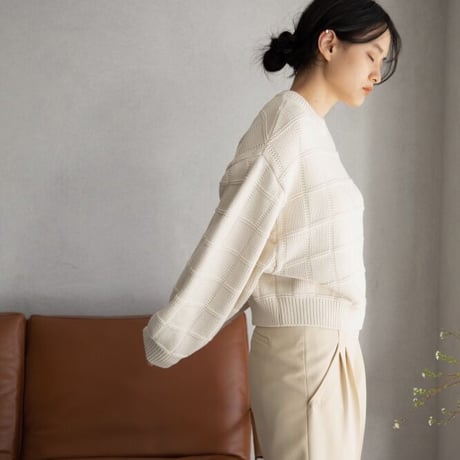 【nokcha original】block over knit/ivory_nt1264