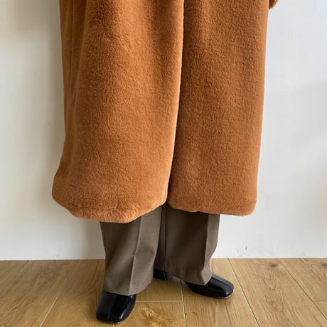 【nokcha original】long fur coat/camel orange_no0239