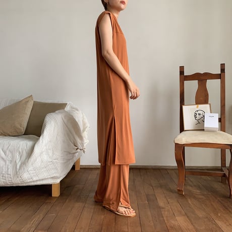 【nokcha original】material lady pants/ brick_np0243