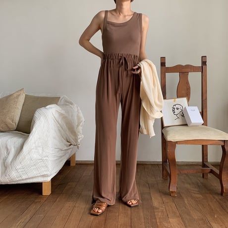【nokcha original】material lady pants/brown_np0244